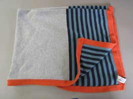 Baby Gap Gray Navy Blue Orange Stripe Striped Cotton Knit Boy Blanket - $49.47
