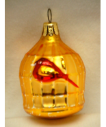 Golden Bird Cage Ornament Blown Glass Christmas Tree Bulb Czechoslovakia - $16.82