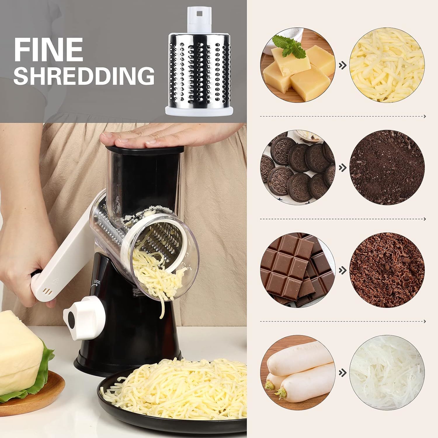 Cuisinox Stainless Steel Rotary Cheese Grater