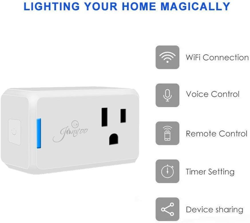 SM-PW701U Jinvoo WiFi Smart Plug, Remote control Wireless Socket, No hub  Required, compatible with Alexa and google Assistant (cETL certi