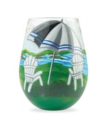 Lolita Beach Chair Wine Glass Stemless 20 oz Giftbox Collectible Blue Green - $26.72