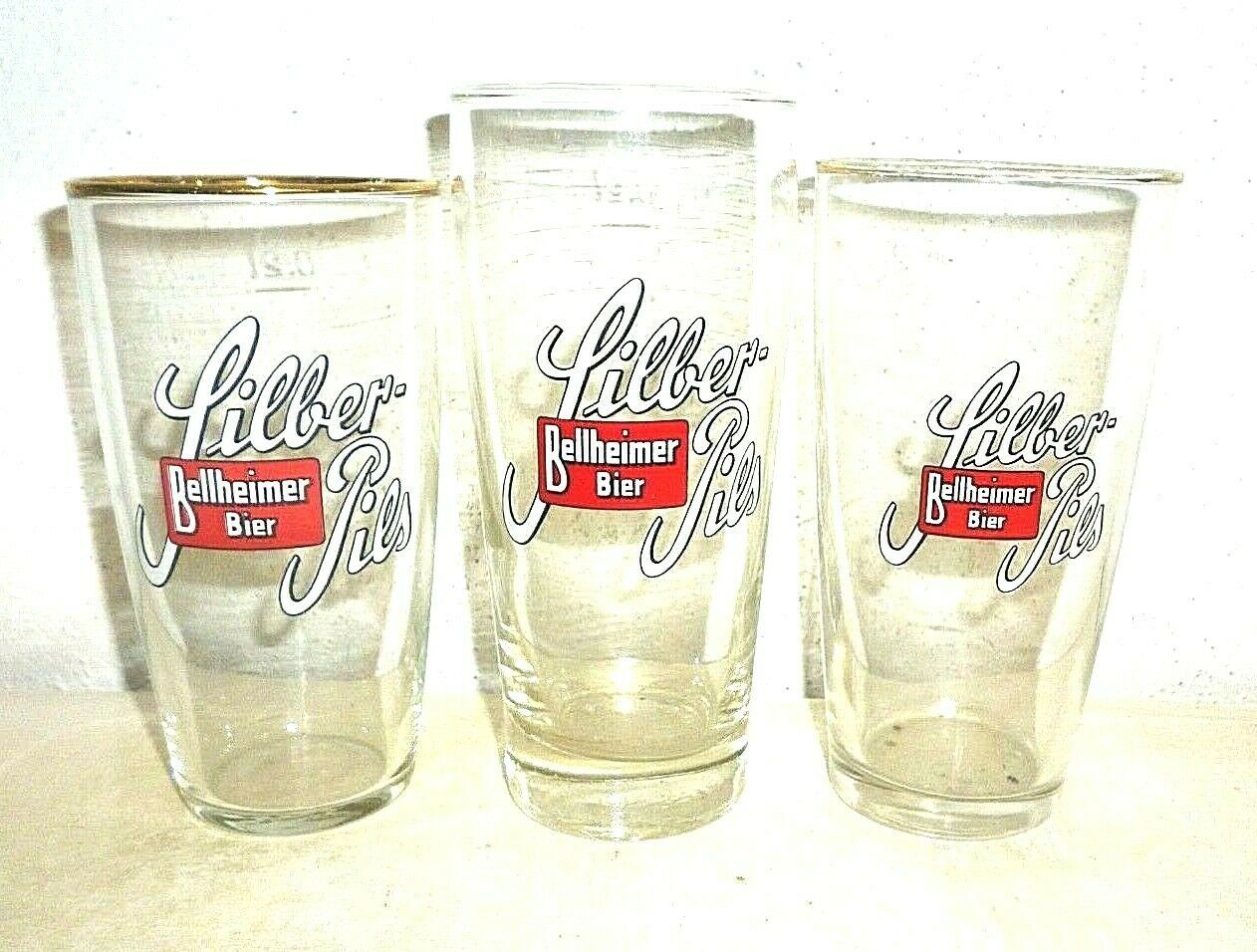 3 Brauerei Bellheimer Bellheim Silber Pils German Beer Glasses - Germany