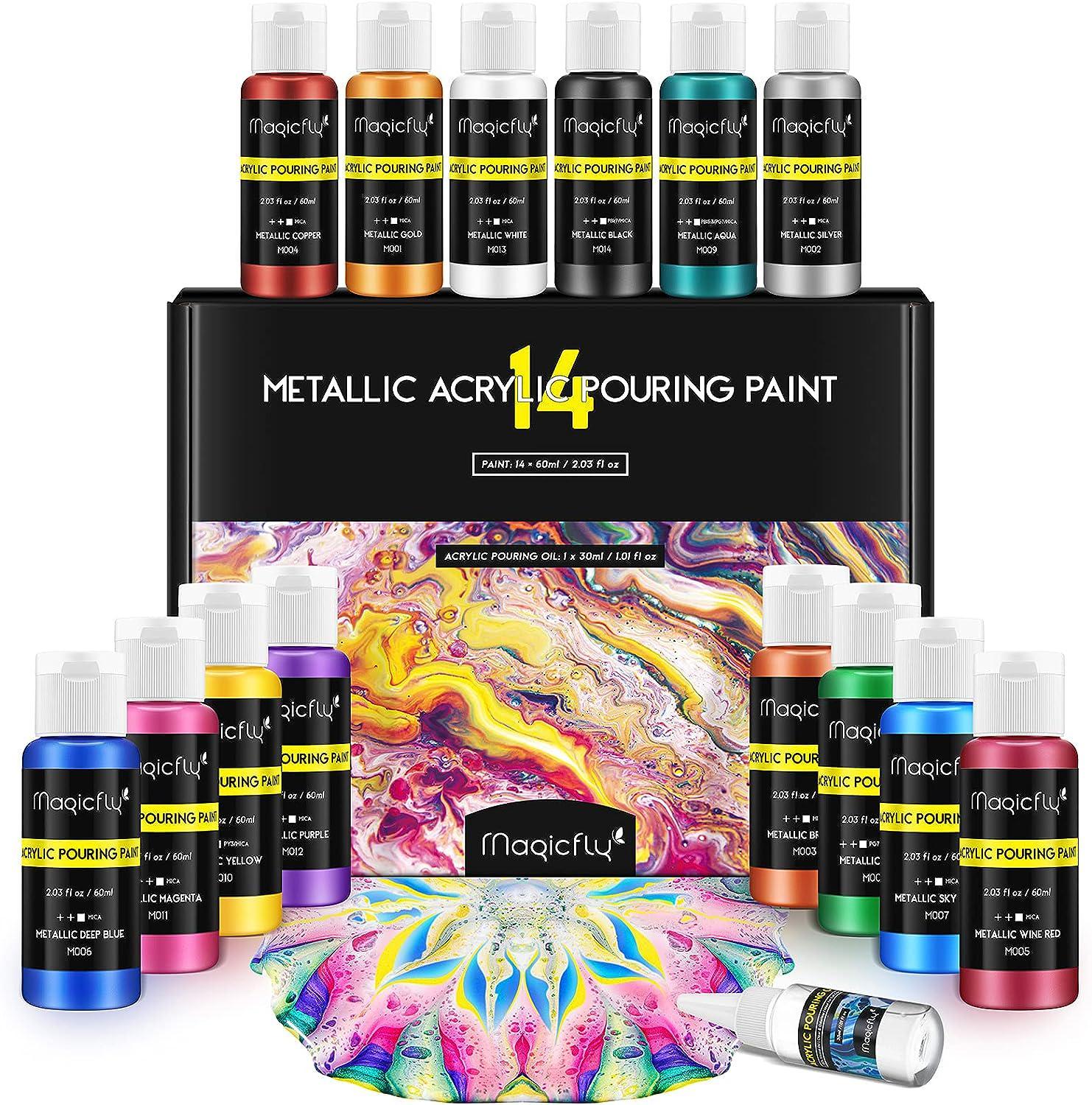 Magicfly 15 Pcs Chalk Furniture Paint Set, 9 Colors Ultra Matte Finish  Acrylic Craft Paint Set (60 ml/2 oz) with 1 Liquid Wax, 2 Brushes, 3