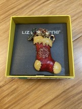 NEW Liz Claiborne Christmas Stocking Brooch Pin Fashion Jewelry KG JD - $19.80
