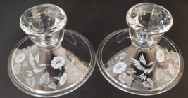 Vintage Avon Lead Crystal Hummingbird Candlestick Holders Home Decor New No Box - $21.51