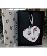 Coach Boxed Leather Printed Floral Heart Charm Ornament 28340 NWT Chalk - $19.00