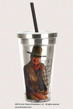 John Wayne 18 oz. Insulated Stainless Travel Cup with Straw, NEW UNUSED - $15.47