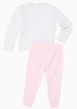 Puma WHITE/PINK Kids Girl 2 Pc. Sportswear Fit Fleece Jacket &amp; Jogger Se... - $27.92