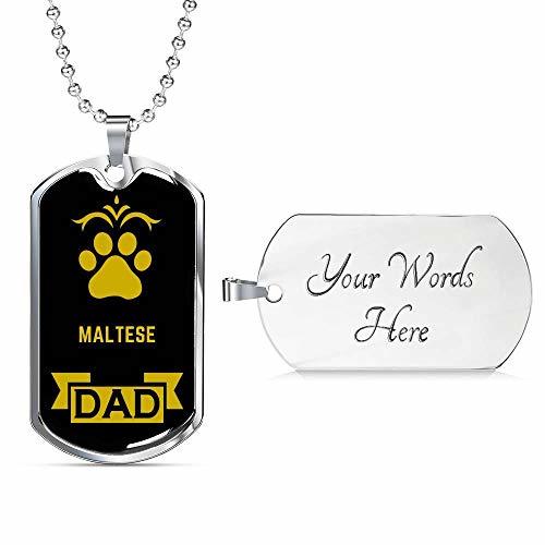 dog lover gift maltese dad dog necklace engraved stainless steel dog tag w 24"