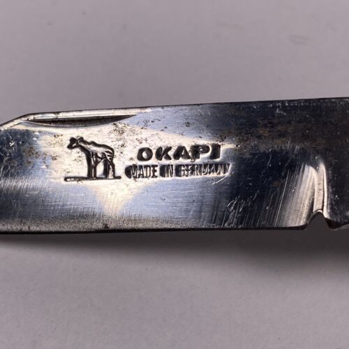 OLD OKAPI KNIFE MADE IN GERMANY FOLDING UTILITY POCKET KNIFE PAPER