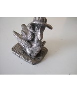 MICHAEL RICKER PEWTER FIGURINE  GOOSE WITH HAT AND BABY  #9542   1984 - $16.19