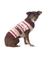 Smoochie Pooch Pink and Plum Heart Fair Isle Tab Sweater, Small - $7.48