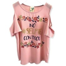 No #SELFIE Control Pink Top Cold Shoulder Girl&#39;s Size Medium 10/12 - $14.24