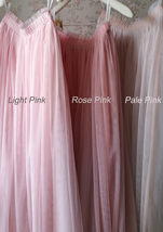 LIGHT PINK Full Length Tulle Skirt Plus Size High Waist Pink Tulle Skirt image 8