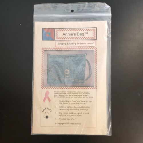 Annie's Bag Knitting Pattern Thimbles ETC 2005 9"x7" Clutch w/ Straps Lined VTG - $5.82