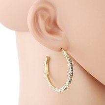 Gold Tone Hoop Earrings With Sparkling Swarovski Style Crystals - $29.99