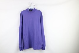Vintage 90s Lands End Mens Large Faded Blank Mock Neck Long Sleeve T-Shirt USA - $44.50