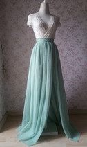 Sage Green Side Slit Tulle Skirt Plus Size Sage Green Bridesmaid Tulle Skirt image 2