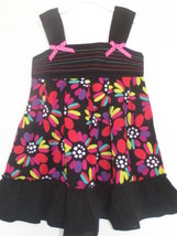 NWT Youngland Girls 5 Black Bright Floral Cotton Sundress Sun Summer Dress - $12.99