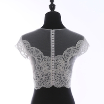 Deep V Illusion Neckline Lace Tops Sleeveless Empire Style Lace Bridesmaid Tops image 7