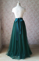 Dark Green Wedding Tulle Skirt Bow Dark Plus Size Bridesmaid Tulle Maxi Skirt