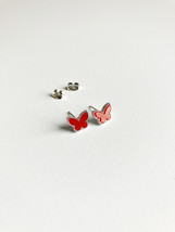 Mini Carnelian Butterfly Earrings in Silver - $30.00