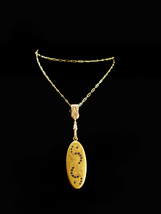 1900&#39;s Antique Oblong locket GORGEOUS golden Victorian necklace watch ch... - $275.00