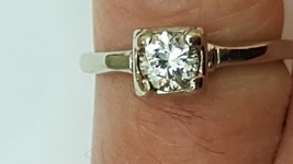 Estate  14K White Gold  Engagement  Ring:  .50ct Brilliant Cut Diamond Ring - $2,295.00
