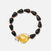 Handmade Czech Glass Beads Crystal Bracelet - Radiant Noir Sunburst Brac... - $39.99
