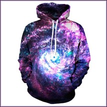 Spinning Galaxy Painted Universe Long Sleeve Cotton Pullover Hoodie Sweatshirt image 1
