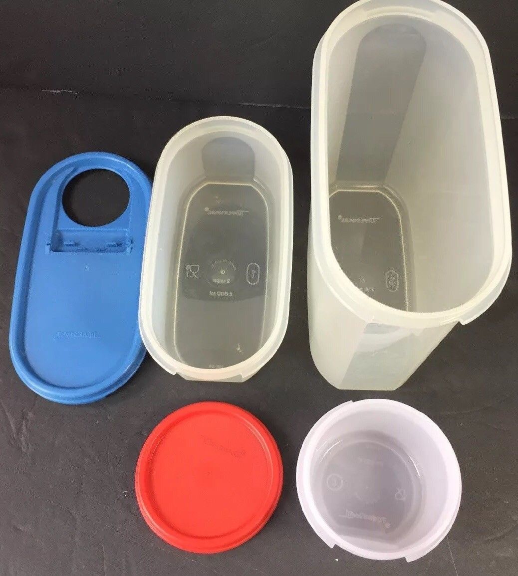 Tupperware Set of 5 Modular Mates Oval Replacement Seals Blue Lids