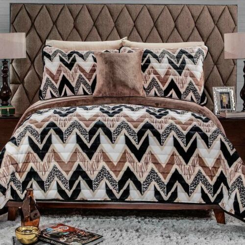 MALI ANIMAL PRINT BLANKET WITH SHERPA VERY SOFTY THICK AND WARM 4 PCS QUEEN SIZE - $93.09