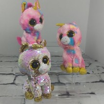 Beanie Boos Lot of 3 Unicorns Fantasia Plush Stuffed Animals - $17.82