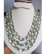 Natural Green Amethyst Tumble Beads Necklace, Layered Smooth Beads Necklace - $303.00+