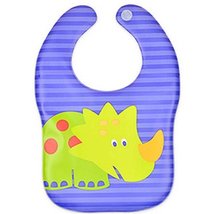 2 Pcs Soft and Comfortable Cartoon Dinosaur Baby Bibs Waterproof Pocket image 2