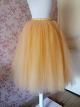 6 Layered Tulle Tutu Skirt Puffy Ballerina Tulle Skirt Apricot Plus Size image 2