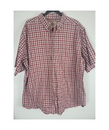 Woolrich Button Front Shirt XL Mens Short Sleeve Red White Pocket Top - $22.00