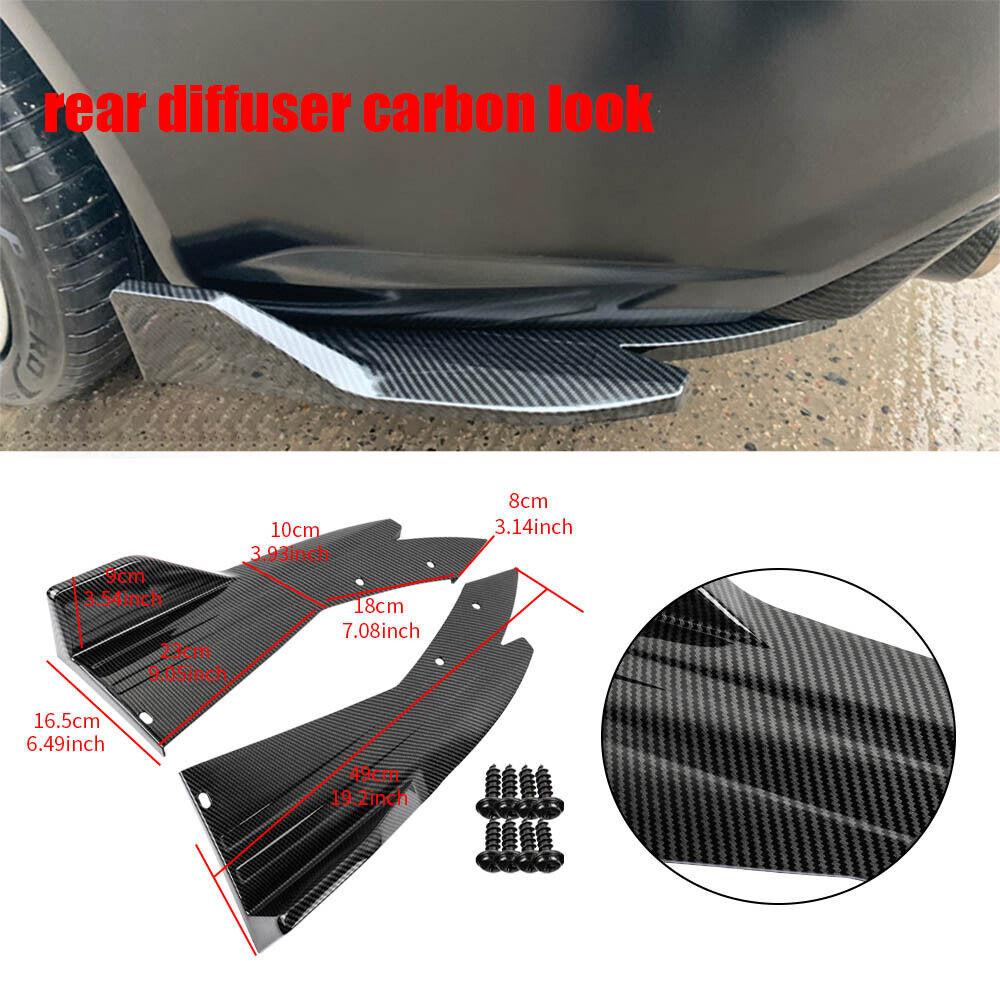 Carbon Look Rear Bumper Spoiler Lip Splitter Diffuser V Universal Body Kit Pcs Body Kits