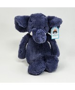 NEW 14&quot; JELLYCAT MEDIUM BASHFUL NAVY BLUE ELEPHANT STUFFED ANIMAL PLUSH TOY - $45.82