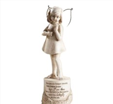 Memorial Girl Statue with Sentiment Textural Detailing 9.7" High Poly Stone 