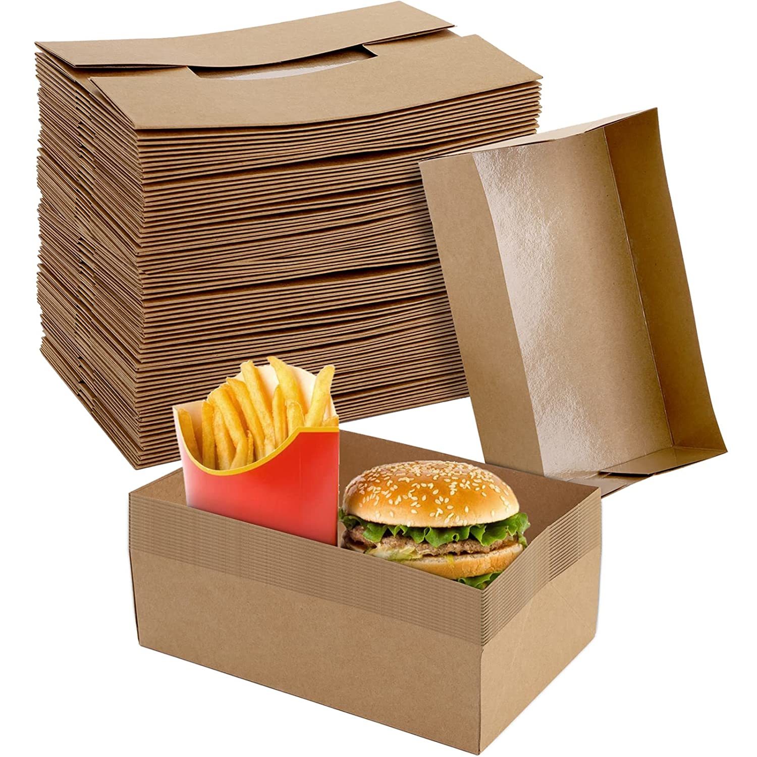 Kraft 2 lb Biodegradable Paper Food Trays - 1000 Pack