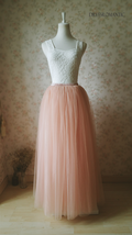 Deep Blush Tulle Maxi Skirt Floor Length Puffy Tulle Bridal Skirt Plus Size