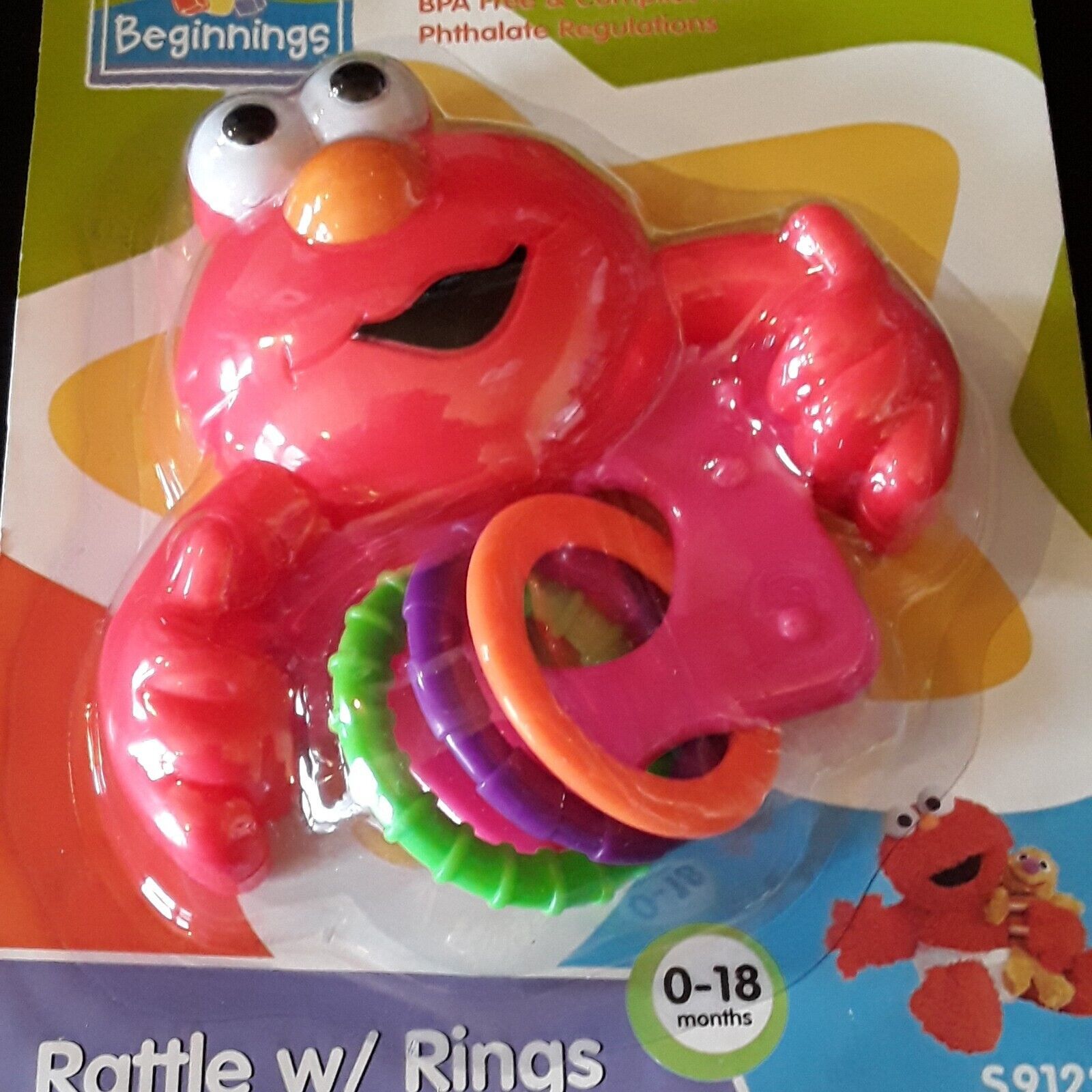 Baby Rattles Sesame Street Beginnings Elmo with Rings Girl Boy Toys Toy ...