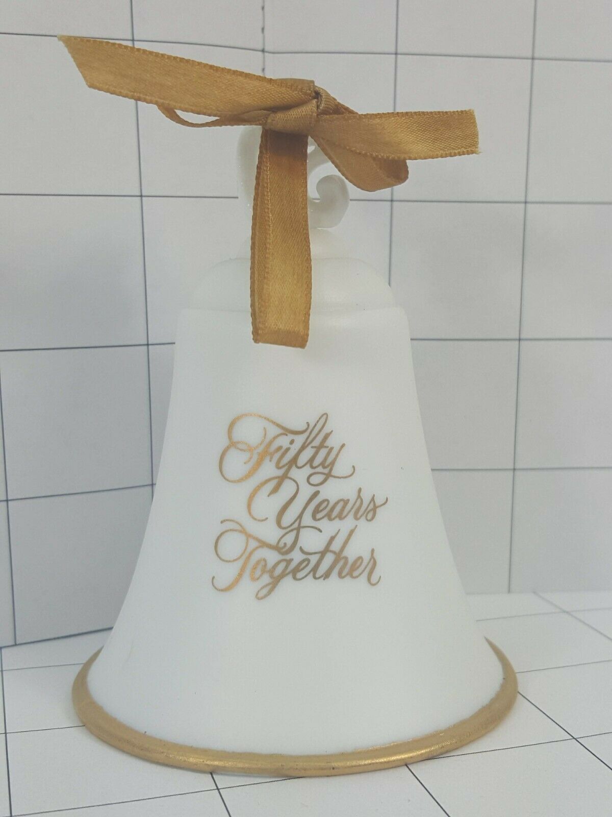 Primary image for Anniversary Collector Bell "FIFTY YEARS TOGETHER"  white elegant Hallmark #49