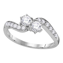 10kt White Gold Round Diamond 2-stone Bridal Wedding Engagement Ring 5/8 Ctw - $899.00