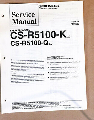 Pioneer CS-R5100 K  SPEAKER Service Manual *Original*  			