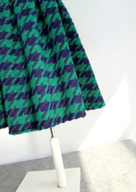 Winter Green Houndstooth Skirt Pleated Midi Party Outfit Women Woolen Skirt Plus image 3