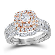 14k White Gold Round Diamond Bridal Wedding Engagement Ring Band Set 1-1/5 Ctw - $1,499.00