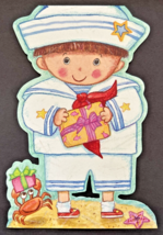 Vintage Hallmark Diecut Sailor Boy's Happy Birthday Card New Unused SKU B8 - $14.99