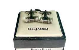 NEW Box Men Perry Ellis Silver Gunmetal Cuff Links $37 Retail 2 Piece Set image 6